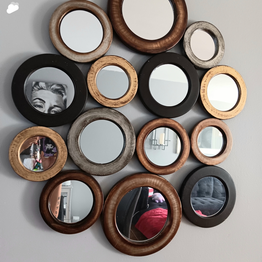 Rustic Multi-Color Circular Wall Mirror Set